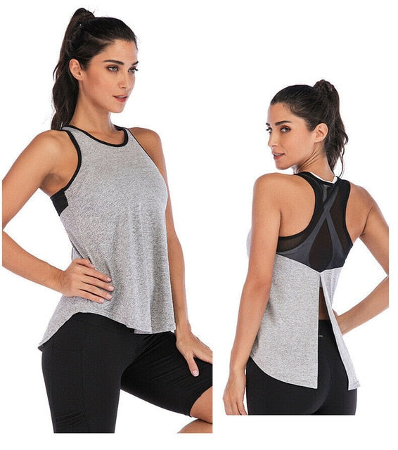 Women Fitness Sports Shirt Sleeveless Yoga Top Running GymShirt Vest Athletic Undershirt Yoga Gym Wear Tank Top Quick Dry