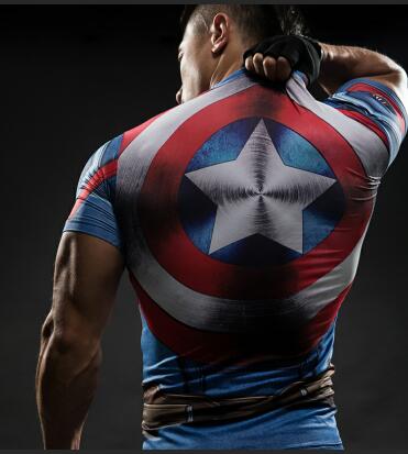 TUNSECHY Short Sleeve 3D T Shirt Men T-Shirt Male Tee Captain America Superman tshirt Men Fitness Compression Shirt Punisher MMA