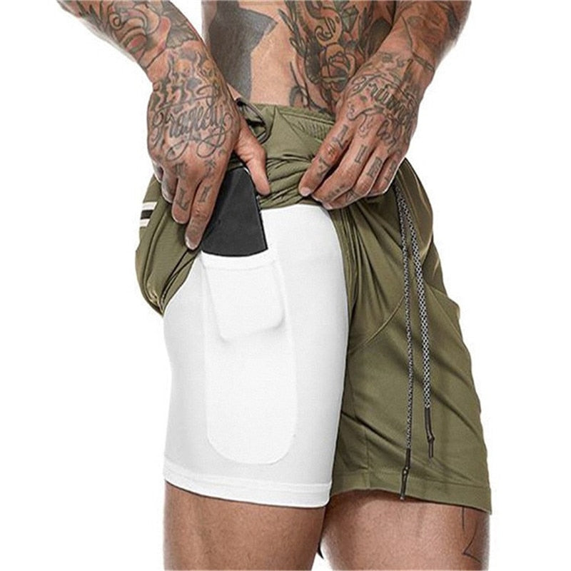 2019 Summer Running Shorts Men 2 in 1 Sports Jogging Fitness Shorts Training Quick Dry Mens Gym Men Shorts Sport gym Short Pants