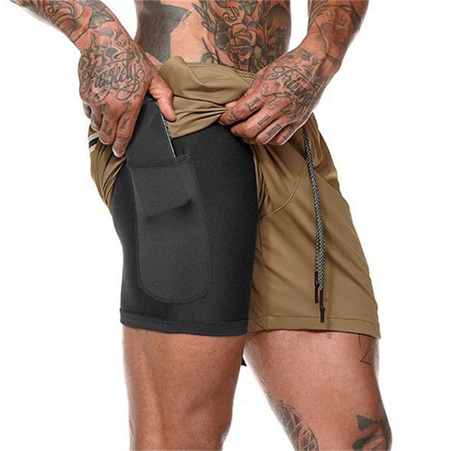 2019 Summer Running Shorts Men 2 in 1 Sports Jogging Fitness Shorts Training Quick Dry Mens Gym Men Shorts Sport gym Short Pants