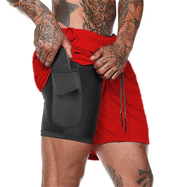 2019 Summer Running Shorts Men 2 in 1 Sports Jogging Fitness Shorts Training Quick Dry Mens Gym Men Shorts Sport gym Short Pants