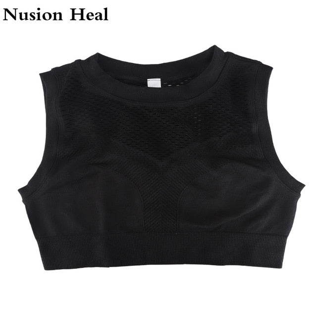 Women Vital Ombre Seamless Sleeveless Cropped Top Gym Crop Top Yoga Tops Fitness Shirts Women Sports Wear For Women Gym Workout