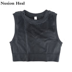 Women Vital Ombre Seamless Sleeveless Cropped Top Gym Crop Top Yoga Tops Fitness Shirts Women Sports Wear For Women Gym Workout