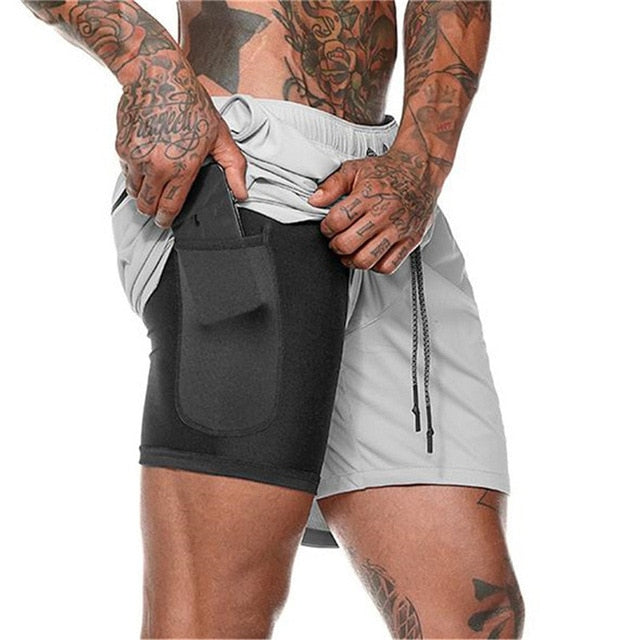 2019 Summer Running Shorts Men 2 in 1 Sports Jogging Fitness Shorts Training Quick Dry Mens Gym Men Shorts Sport gym Short Pants