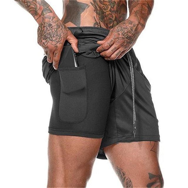 2019 Summer Running Shorts Men 2 in 1 Sports Jogging Fitness Shorts Training Quick Dry Mens Gym Men Shorts Sport gym Short Pants