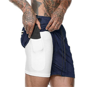 2019 Summer Running Shorts Men 2 in 1 Sports Jogging Fitness Shorts Training Quick Dry Mens Gym Men Shorts Sport gym Short Pants