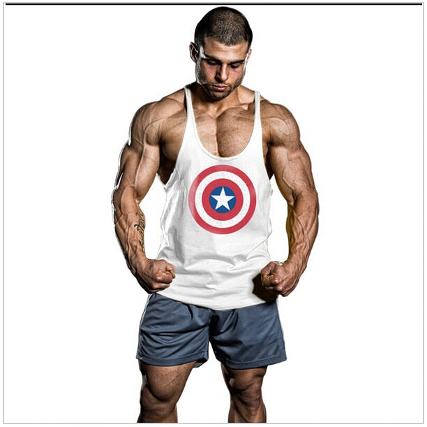 Super Hero Captain America brand clothing Singlets Mens Tank Top Muscle Shirt Sleeveless Stringer Bodybuilding Fitness mens Vest