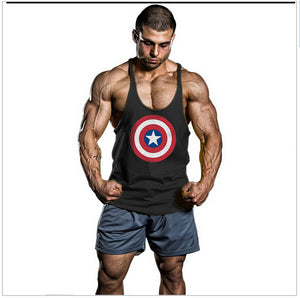 Super Hero Captain America brand clothing Singlets Mens Tank Top Muscle Shirt Sleeveless Stringer Bodybuilding Fitness mens Vest