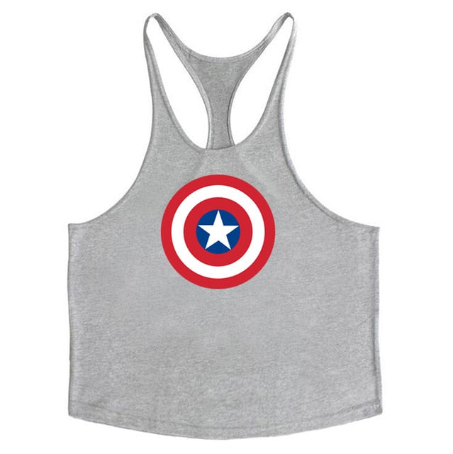 Super Hero Captain America brand clothing Singlets Mens Tank Top Muscle Shirt Sleeveless Stringer Bodybuilding Fitness mens Vest