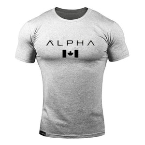 2019 New Brand Clothing Gyms Tight Cotton T-shirt Mens alpha Fitness T-shirt Homme Gyms T Shirt Men Fitness Summer Tees Tops