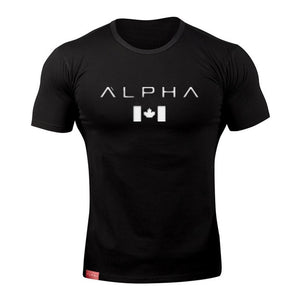 2019 New Brand Clothing Gyms Tight Cotton T-shirt Mens alpha Fitness T-shirt Homme Gyms T Shirt Men Fitness Summer Tees Tops